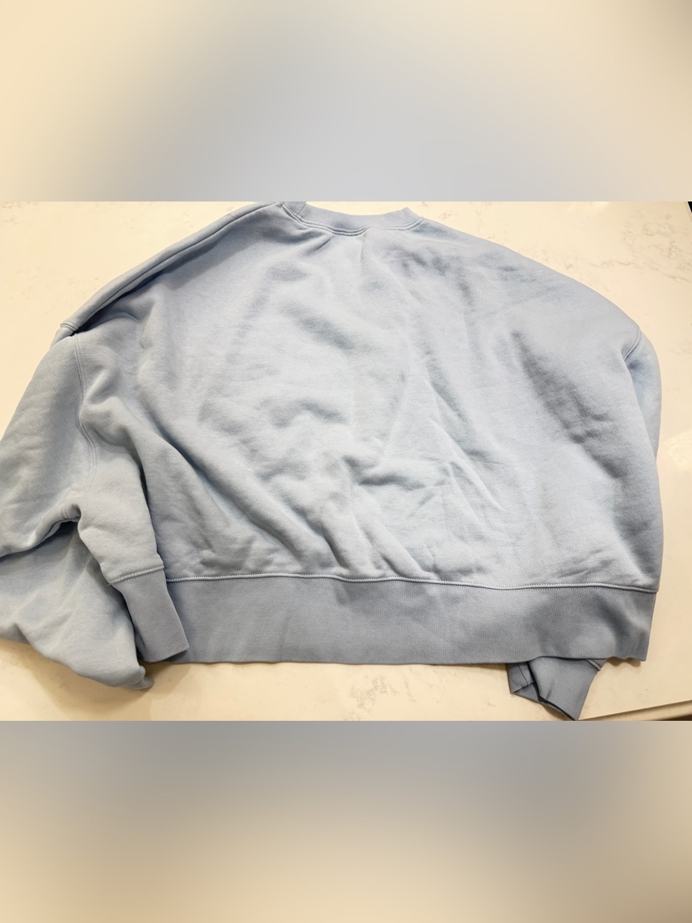 Nike Light Blue Cropped Crew Sweatshirt with White Swoosh - Picture 7 of 10